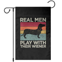 Funny Dachshund Dad Garden Flag Retro Real Men Play With Their Wiener Dog Dad Gag Gift - Wonder Print Shop