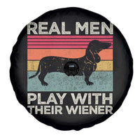 Funny Dachshund Dad Spare Tire Cover Retro Real Men Play With Their Wiener Dog Dad Gag Gift - Wonder Print Shop