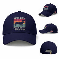 Funny Dachshund Dad Baseball Cap Retro Real Men Play With Their Wiener Dog Dad Gag Gift