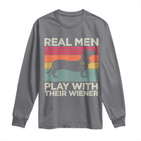 Funny Dachshund Dad Long Sleeve Shirt Retro Real Men Play With Their Wiener Dog Dad Gag Gift - Wonder Print Shop