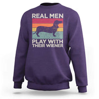 Funny Dachshund Dad Sweatshirt Retro Real Men Play With Their Wiener Dog Dad Gag Gift - Wonder Print Shop