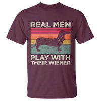 Funny Dachshund Dad T Shirt Retro Real Men Play With Their Wiener Dog Dad Gag Gift - Wonder Print Shop