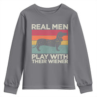 Funny Dachshund Dad Youth Sweatshirt Retro Real Men Play With Their Wiener Dog Dad Gag Gift - Wonder Print Shop