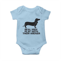 Funny Dachshund Dog Dad Baby Onesie Real Men Play With Their Wiener Pet Father Gag Gift - Wonder Print Shop