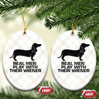 Funny Dachshund Dog Dad Ceramic Ornament Real Men Play With Their Wiener Pet Father Gag Gift - Wonder Print Shop