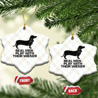 Funny Dachshund Dog Dad Ceramic Ornament Real Men Play With Their Wiener Pet Father Gag Gift - Wonder Print Shop