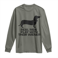 Funny Dachshund Dog Dad Long Sleeve Shirt Real Men Play With Their Wiener Pet Father Gag Gift - Wonder Print Shop