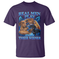 Funny Dachshund Dog Dad T Shirt Real Men Play With Their Wiener Funny Offensive - Wonder Print Shop