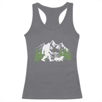 Bigfoot Walking Dachshund Racerback Tank Top Funny Wiener Dog Gift Sasquatch - Wonder Print Shop