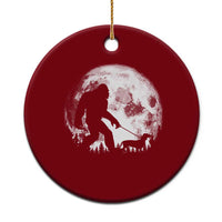 Bigfoot Walking Dachshund Ceramic Ornament Funny Doxie Wiener Sasquatch Night Stroll Full Moon - Wonder Print Shop