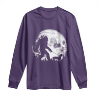 Bigfoot Walking Dachshund Long Sleeve Shirt Funny Doxie Wiener Sasquatch Night Stroll Full Moon - Wonder Print Shop