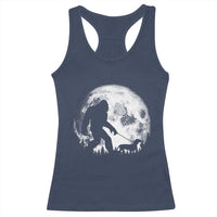 Bigfoot Walking Dachshund Racerback Tank Top Funny Doxie Wiener Sasquatch Night Stroll Full Moon - Wonder Print Shop