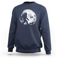 Bigfoot Walking Dachshund Sweatshirt Funny Doxie Wiener Sasquatch Night Stroll Full Moon - Wonder Print Shop