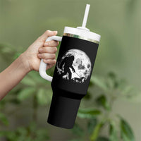Bigfoot Walking Dachshund Tumbler With Handle Funny Doxie Wiener Sasquatch Night Stroll Full Moon - Wonder Print Shop