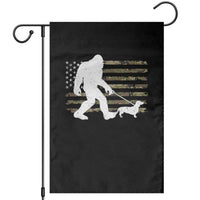 Bigfoot Walking Dachshund Garden Flag Sasquatch Camo American Flag USA Military Patriotic - Wonder Print Shop