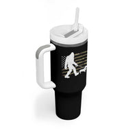 Bigfoot Walking Dachshund Tumbler With Handle Sasquatch Camo American Flag USA Military Patriotic - Wonder Print Shop