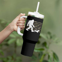 Bigfoot Walking Dachshund Tumbler With Handle Sasquatch Camo American Flag USA Military Patriotic - Wonder Print Shop