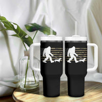 Bigfoot Walking Dachshund Tumbler With Handle Sasquatch Camo American Flag USA Military Patriotic - Wonder Print Shop