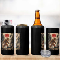 Bigfoot Dachshund Lovers 4 in 1 Can Cooler Tumbler Japanese Vintage Graphic Ukiyo-e Art Sasquatch Wiener Dog Gift