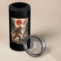 Bigfoot Dachshund Lovers 4 in 1 Can Cooler Tumbler Japanese Vintage Graphic Ukiyo-e Art Sasquatch Wiener Dog Gift