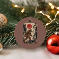 Bigfoot Dachshund Lovers Ceramic Ornament Japanese Vintage Graphic Ukiyo-e Art Sasquatch Wiener Dog Gift