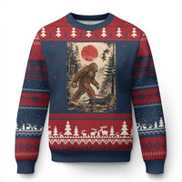 Bigfoot Dachshund Lovers Ugly Christmas Sweater Japanese Vintage Graphic Ukiyo-e Art Sasquatch Wiener Dog Gift