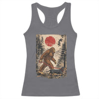 Bigfoot Dachshund Lovers Racerback Tank Top Japanese Vintage Graphic Ukiyo-e Art Sasquatch Wiener Dog Gift