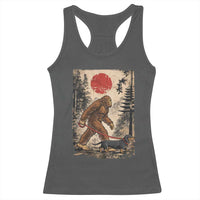 Bigfoot Dachshund Lovers Racerback Tank Top Japanese Vintage Graphic Ukiyo-e Art Sasquatch Wiener Dog Gift