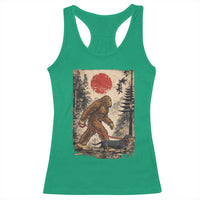 Bigfoot Dachshund Lovers Racerback Tank Top Japanese Vintage Graphic Ukiyo-e Art Sasquatch Wiener Dog Gift