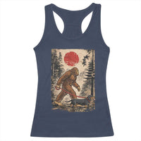 Bigfoot Dachshund Lovers Racerback Tank Top Japanese Vintage Graphic Ukiyo-e Art Sasquatch Wiener Dog Gift