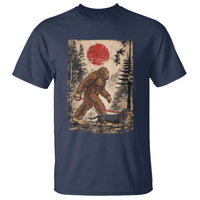 Bigfoot Dachshund Lovers T Shirt Japanese Vintage Graphic Ukiyo-e Art Sasquatch Wiener Dog Gift