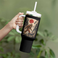 Bigfoot Dachshund Lovers Tumbler With Handle Japanese Vintage Graphic Ukiyo-e Art Sasquatch Wiener Dog Gift