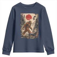 Bigfoot Dachshund Lovers Youth Sweatshirt Japanese Vintage Graphic Ukiyo-e Art Sasquatch Wiener Dog Gift