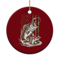Fishing Camo Ceramic Ornament Bass Fish American Flag Boy Men Fisherman Gift