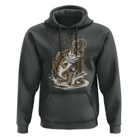 Fishing Camo Hoodie Bass Fish American Flag Boy Men Fisherman Gift