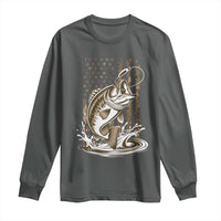 Fishing Camo Long Sleeve Shirt Bass Fish American Flag Boy Men Fisherman Gift
