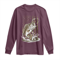 Fishing Camo Long Sleeve Shirt Bass Fish American Flag Boy Men Fisherman Gift