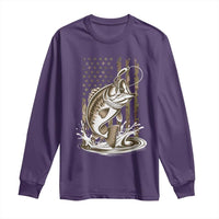 Fishing Camo Long Sleeve Shirt Bass Fish American Flag Boy Men Fisherman Gift