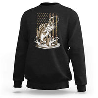 Fishing Camo Sweatshirt Bass Fish American Flag Boy Men Fisherman Gift