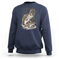 Fishing Camo Sweatshirt Bass Fish American Flag Boy Men Fisherman Gift