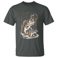 Fishing Camo T Shirt Bass Fish American Flag Boy Men Fisherman Gift
