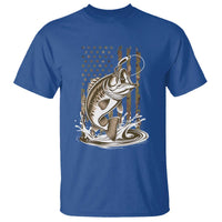 Fishing Camo T Shirt Bass Fish American Flag Boy Men Fisherman Gift