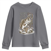 Fishing Camo Youth Sweatshirt Bass Fish American Flag Boy Men Fisherman Gift