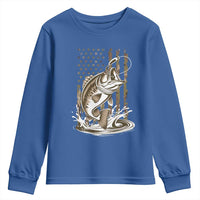 Fishing Camo Youth Sweatshirt Bass Fish American Flag Boy Men Fisherman Gift