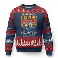 Born to Go Fishing Forced School Ugly Christmas Sweater Funny Fishing Fisherman Kids Boys - Wonder Print Shop