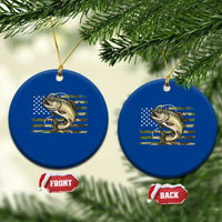 Camo Bass Fishing Ceramic Ornament Patriotic US Flag Fisherman - Wonder Print Shop