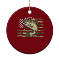 Camo Bass Fishing Ceramic Ornament Patriotic US Flag Fisherman - Wonder Print Shop