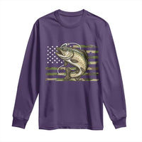 Camo Bass Fishing Long Sleeve Shirt Patriotic US Flag Fisherman - Wonder Print Shop
