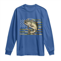Camo Bass Fishing Long Sleeve Shirt Patriotic US Flag Fisherman - Wonder Print Shop