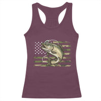 Camo Bass Fishing Racerback Tank Top Patriotic US Flag Fisherman - Wonder Print Shop